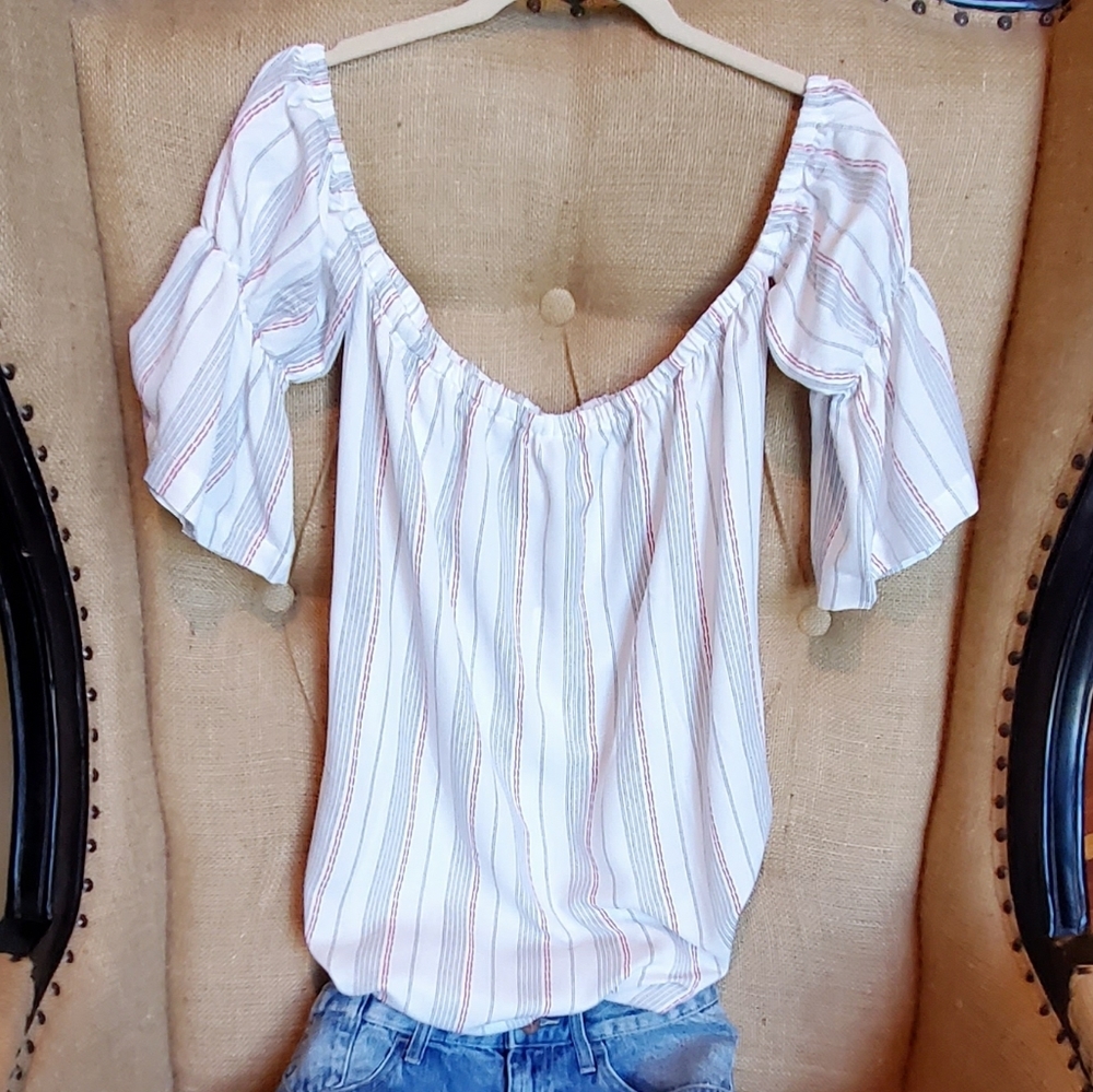 STRIPED OFF SHOULDER TUNIC - Picture 2 of 9